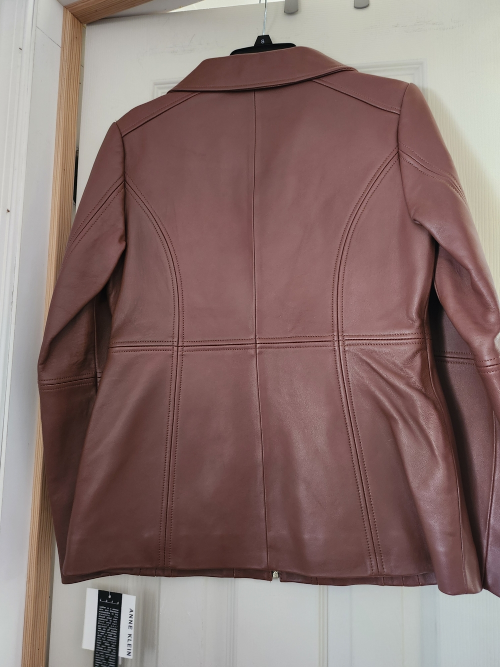 Anne Klein Women's REAL Leather Zip Front Jacket - Brown - Picture 4 of 5